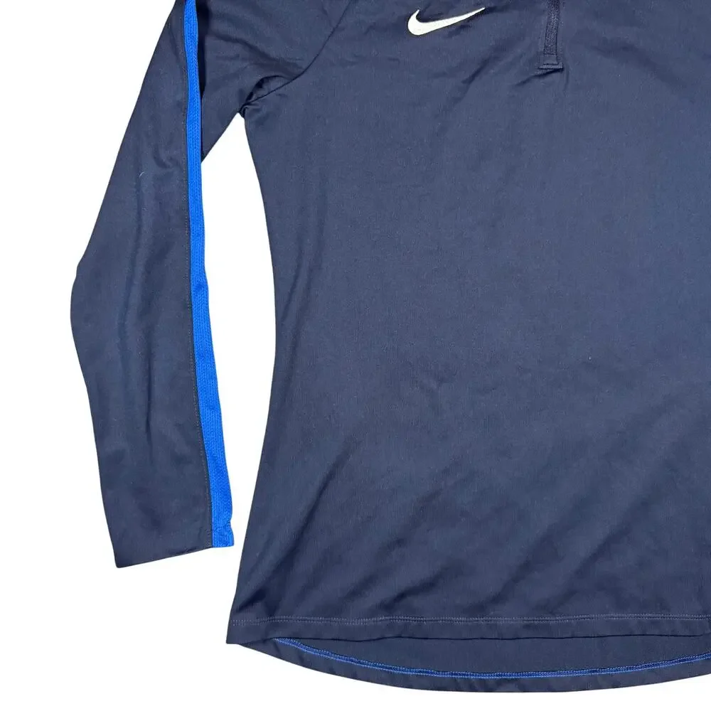 Nike Women's‎ Academy Dri-FIT Soccer Drill Quarter Zip Navy & Blue Shirt - Large